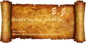 Bodánszky Jolán névjegykártya