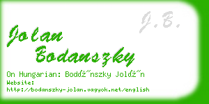 jolan bodanszky business card